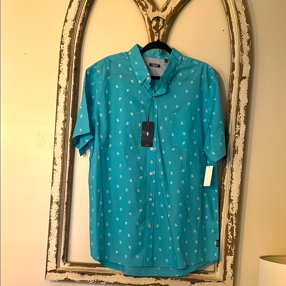 IZOD Men's Blue Short Sleeve  Shirt Size XL